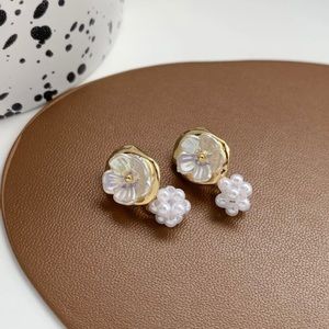 18k Gold Plated and Pearl Flower Earrings
